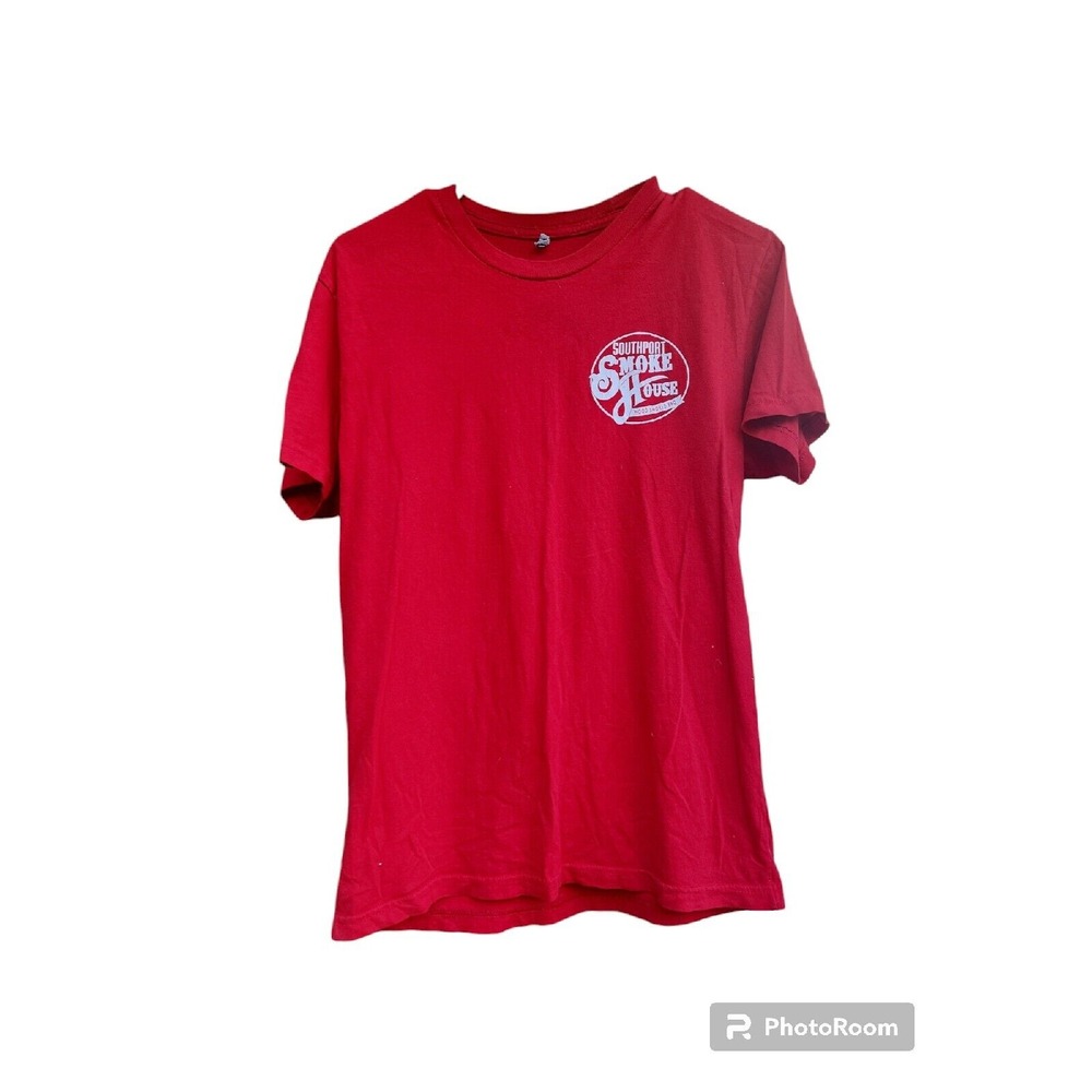 Southport Smoke House Novelty Graphic‎ Tee Funny Pig BBQ T-Shirt Red